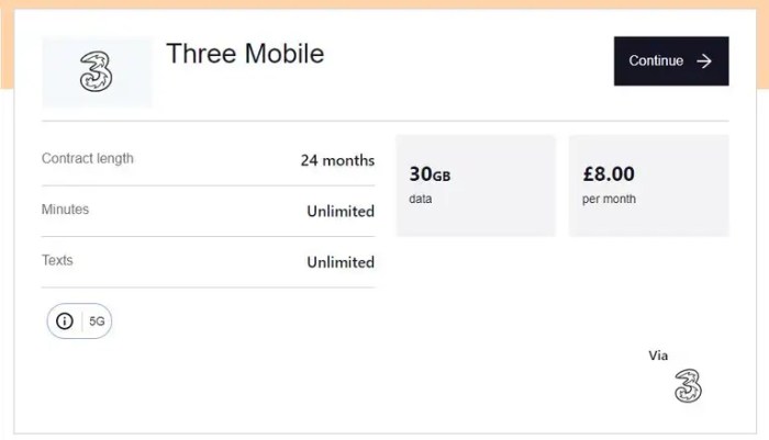 3 mobile phone sim only deals